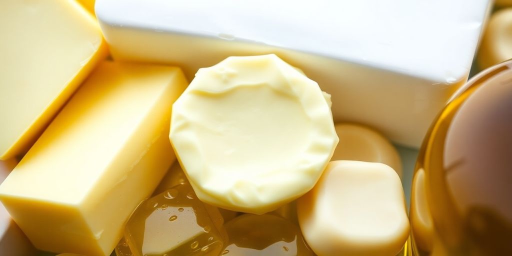 Ulike typer fett på en bordflate.