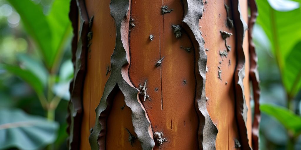 Nærbilde av Copaiba-treets bark.
