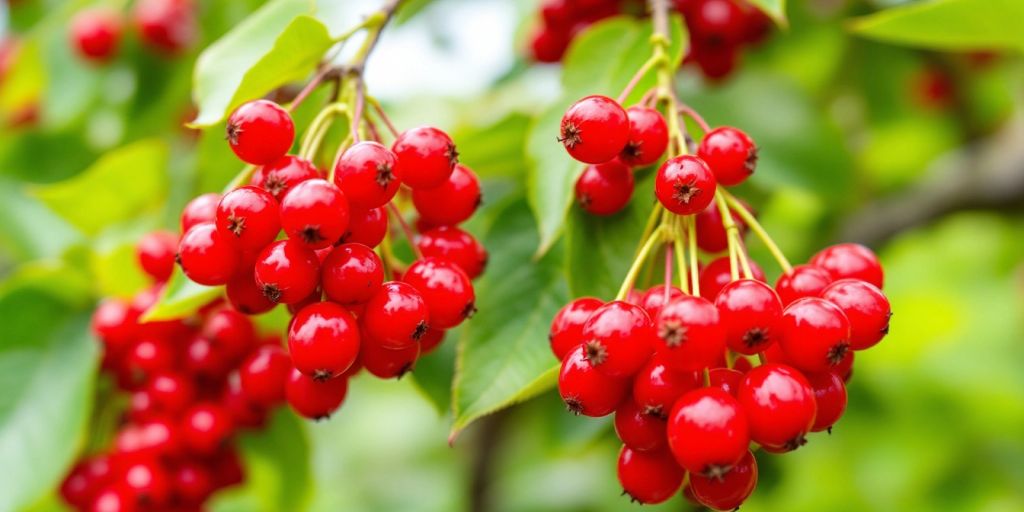 Ripe Schisandra bær på en grønn vinranke.