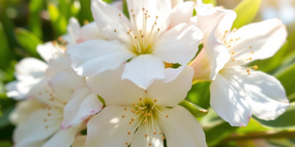 Bilde av Manuka-blomst med hvite og rosa kronblader.