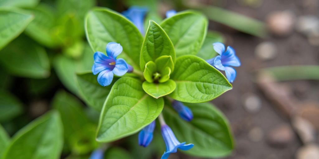 Nærbilde av Bekkeveronika med blå blomster