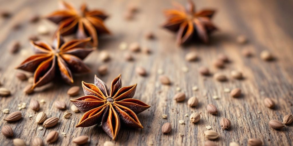 Stjerneanis podder på en treoverflate.