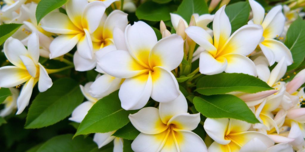 Japankaprifol blomster med hvite og gule kronblader.
