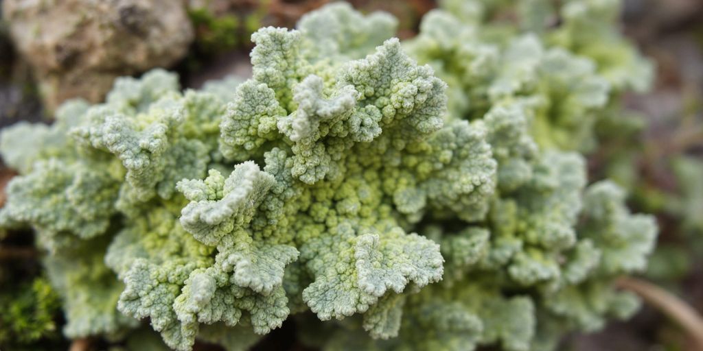 Lobaria pulmonaria med grønne og grå detaljer.