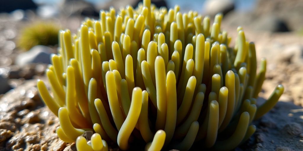 Nærbilde av blæretang med luftblærer.