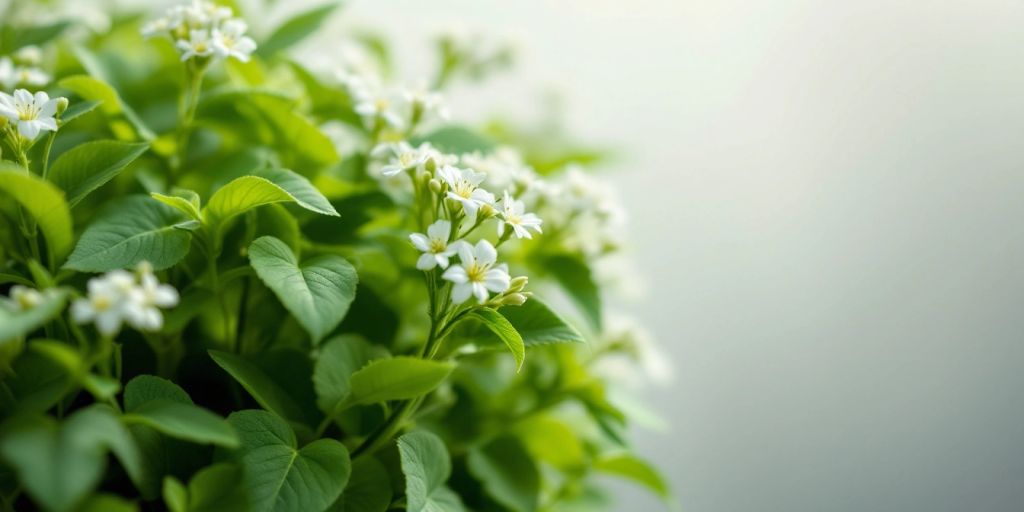 Nærbilde av Monnierslirekjeks med hvite blomster.