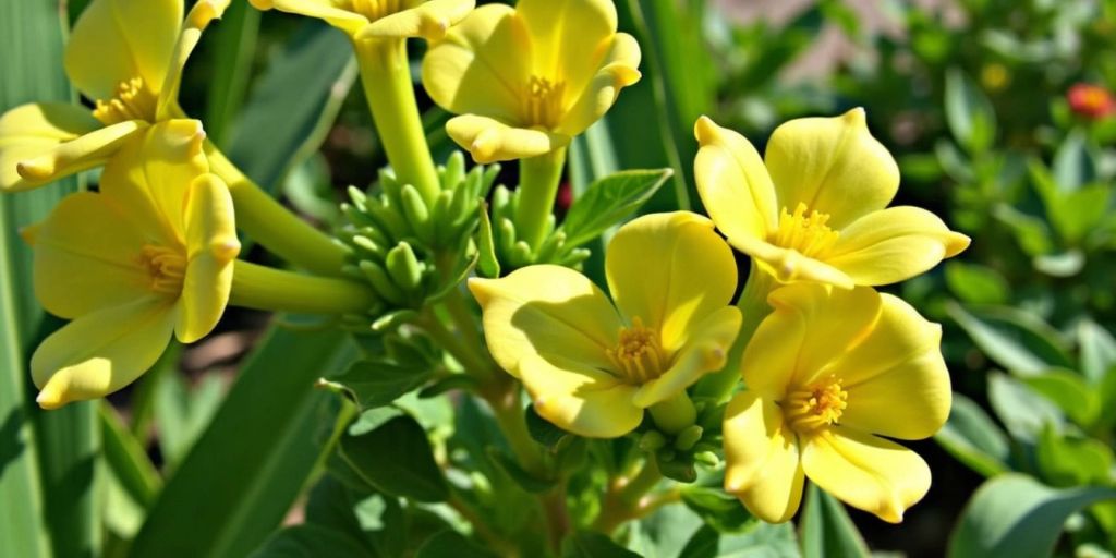 Nærbilde av Fargebelg blomster i sollys.