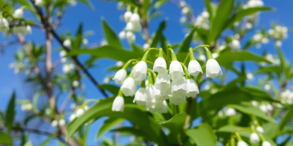Virginia snødrop tre med hvite blomster.