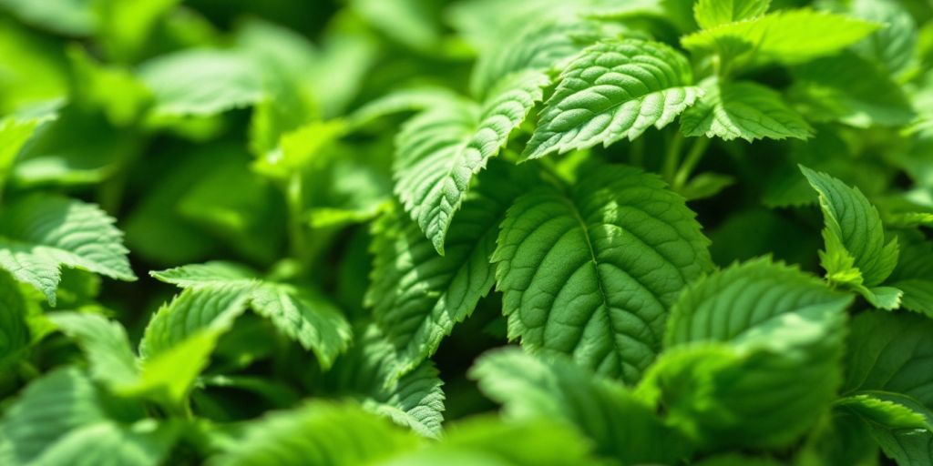 Ferske steviablader med grønn farge og tekstur.