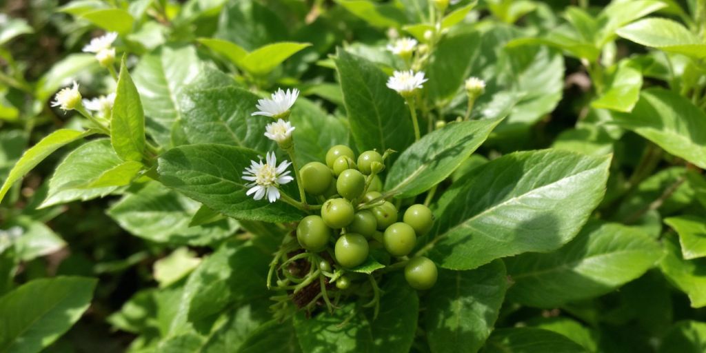 Nærbilde av kapers med grønne blader og blomster.