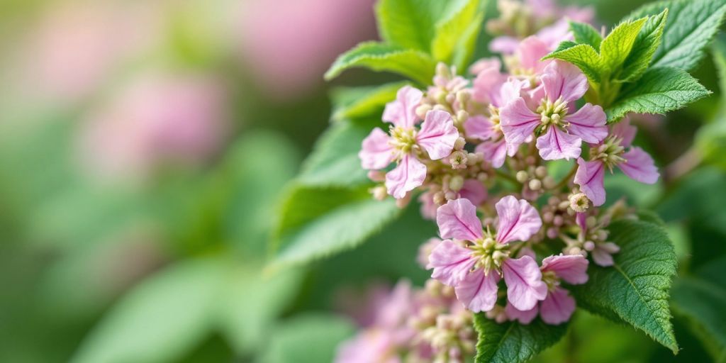 Nærbilde av Legevendelrot med rosa blomster.