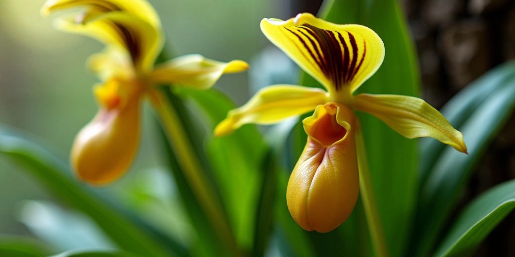 Dunmarisko-orchid med gule og svarte blomster.