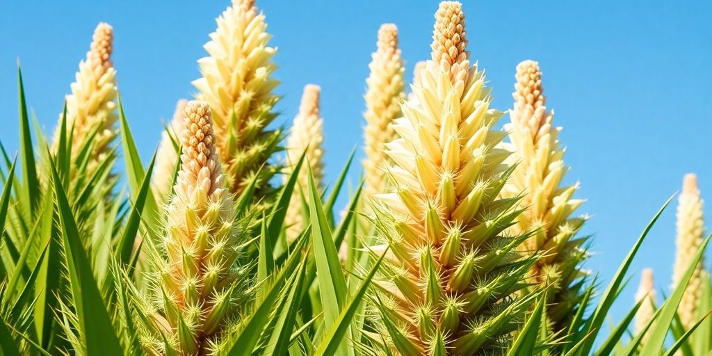 Nærbilde av yucca-planter med spisse blader.