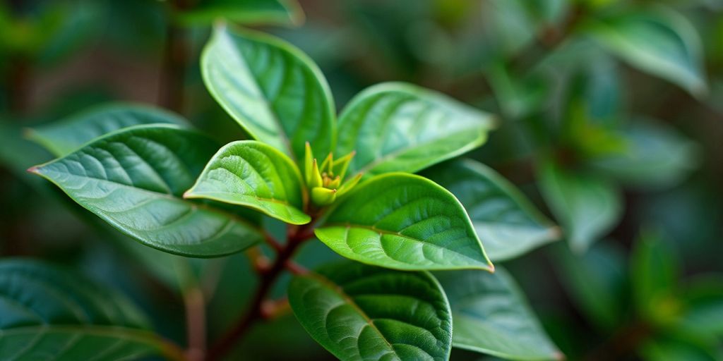 Boldo blader med blank overflate og grønn farge.