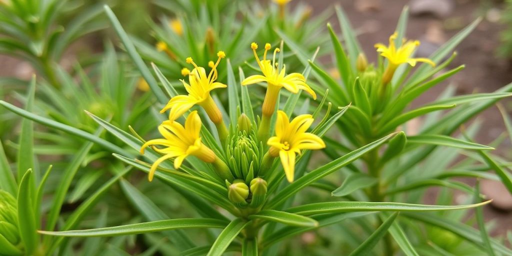 Nærbilde av Astragalus membranaceus med gule blomster