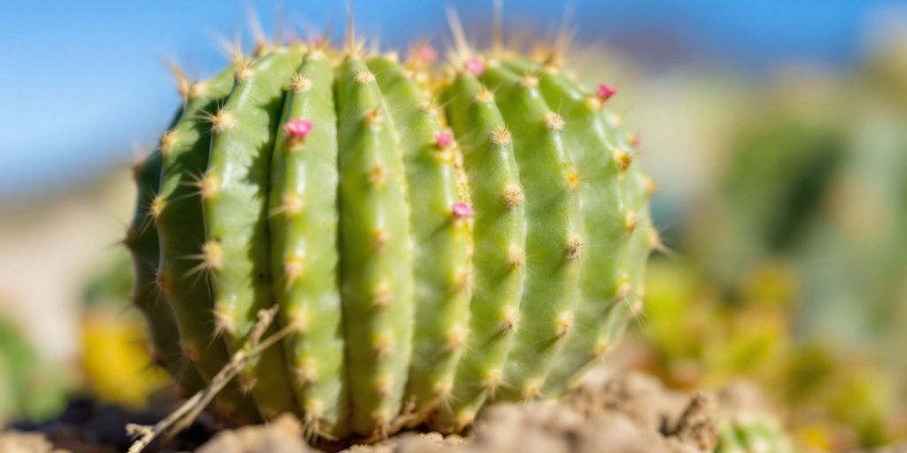 Peyote kaktus med rosa blomster.