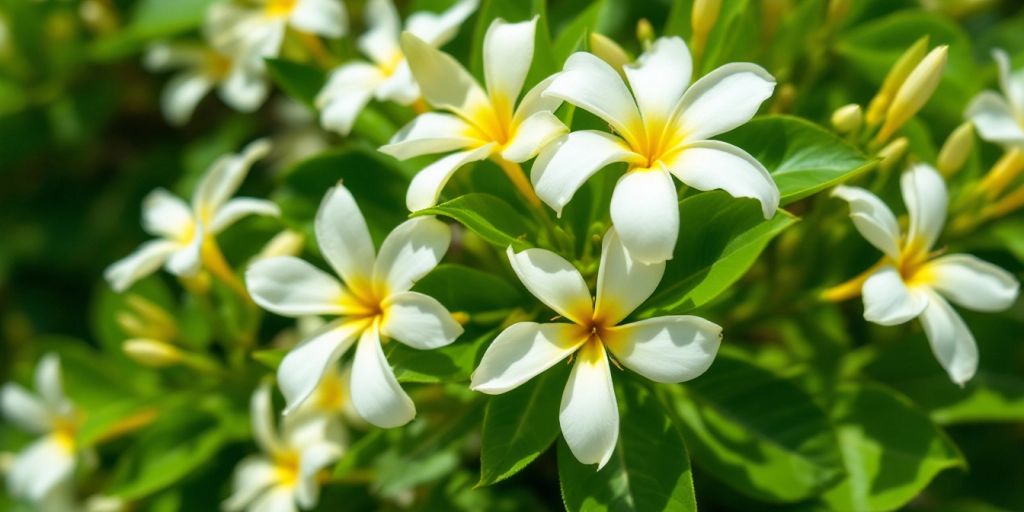 Nærbilde av hvit jasminblomst.