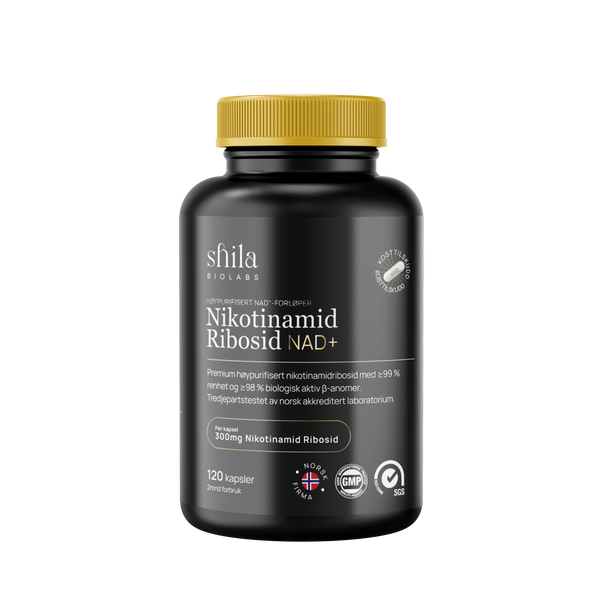 Nikotinamid ribosid (NR) - Høypurifisert NAD+ forløper - 300mg 120kapsler