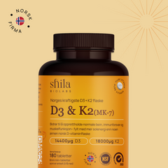 Vitamin D3 80μg og K2 (MK-7) 100μg 180 tabletter - 32400μg
